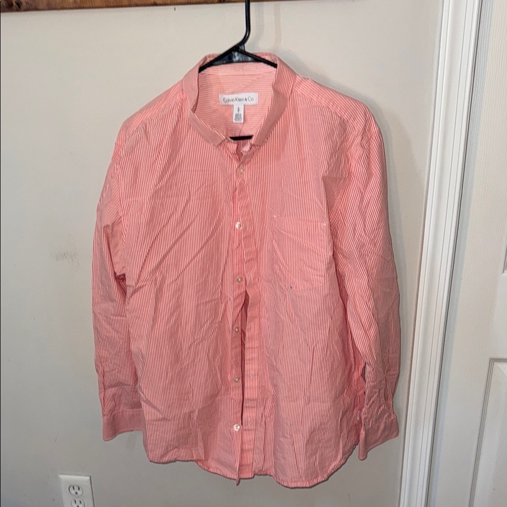 Calvin Klein Men's Pink Striped Shirt